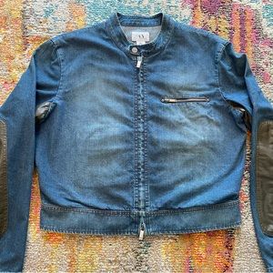 Armani Exchange A/X Jean Bomber Jacket Full Zip Motorcycle Collared Mens XL